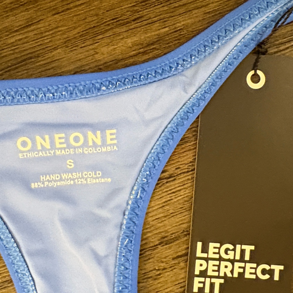 NWT [Oneone] Ariel Blue Side-Tie Bikini Swim Swimsuit Bottoms Women’s Small - Picture 9 of 11